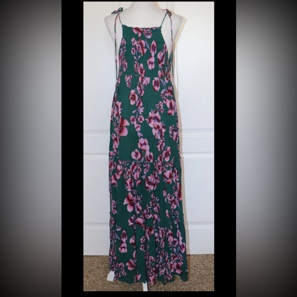 Intimately Free People Garden Smocked Maxi Dress Floral Green Size Medium - Picture 4 of 4